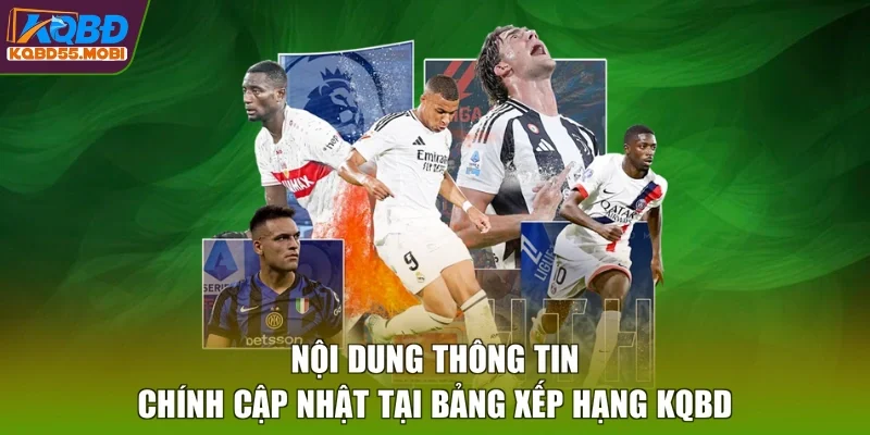 Nội dung thông tin chính cập nhật tại bảng xếp hạng KQBD